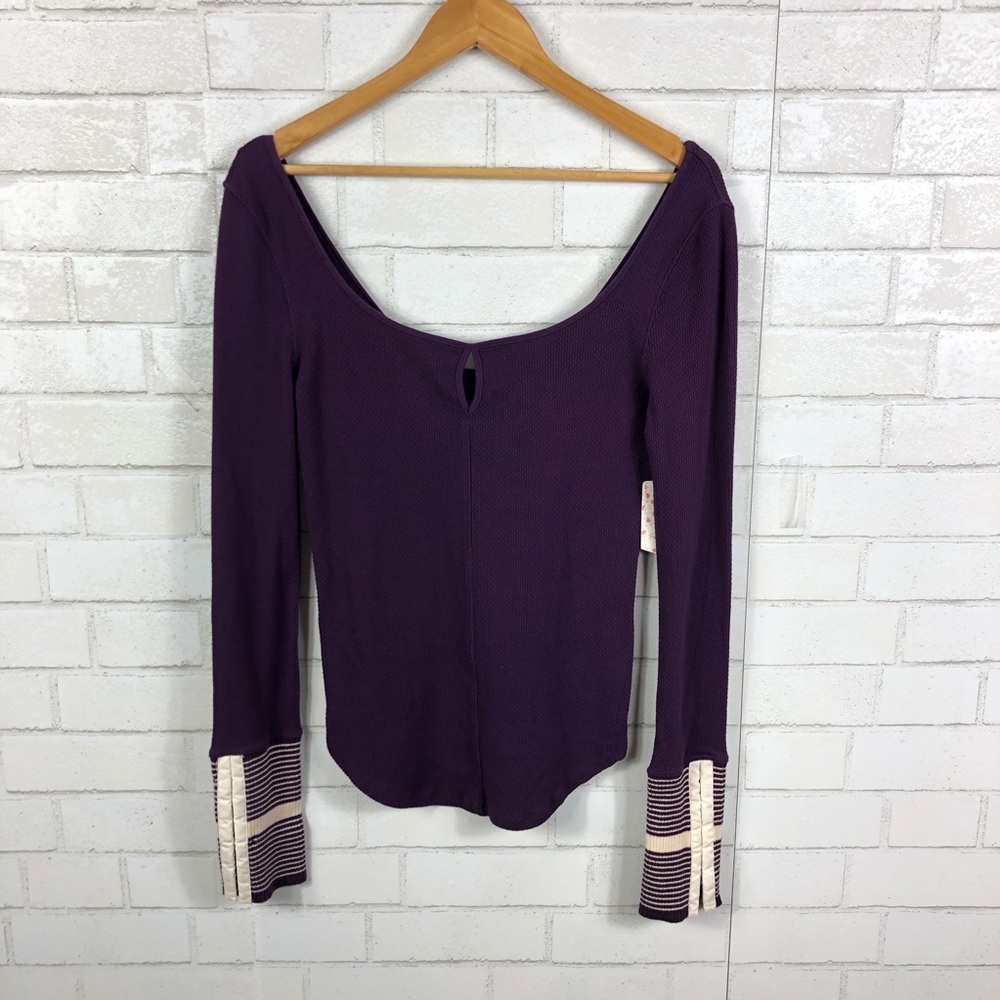 NEW Free People Mod Stripe Cuff Tee - Picture 2 of 8